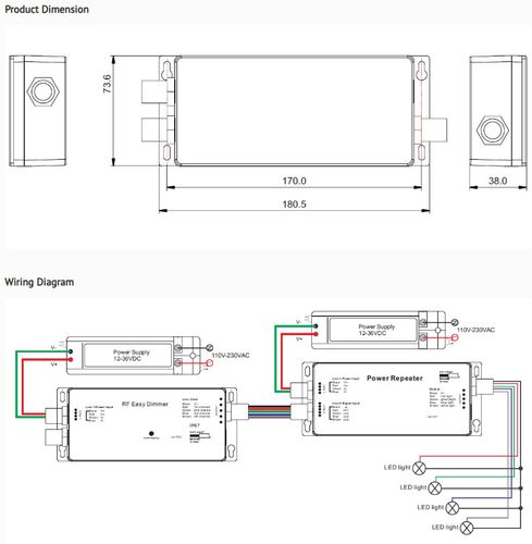 LED amplifier RGBW 5 x 5A, 12-36Vdc, hermetic IP67 SR-3001WP