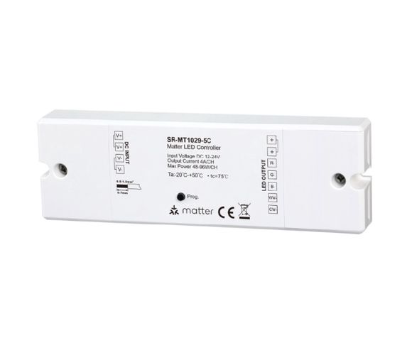 LED controller 12-24Vdc, 5 x 4A, RGB + CCT, works in MATTER network SR-MT1029-5C