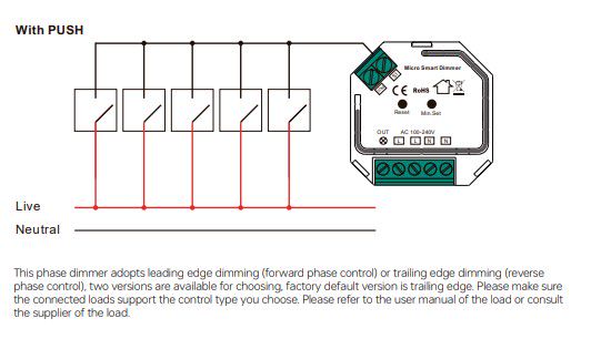 LED dimmer 100-240Vac, 200W TRIAC, töötab MATTER võrgus SR-MT9040A-S