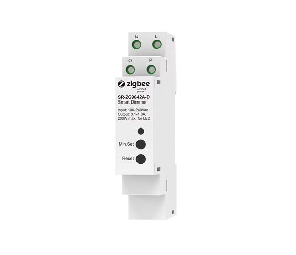 Умный фазовый диммер DIN, ZigBee 3.0, 100-240Vac 400W max TRIAC SR-ZG9042A-D