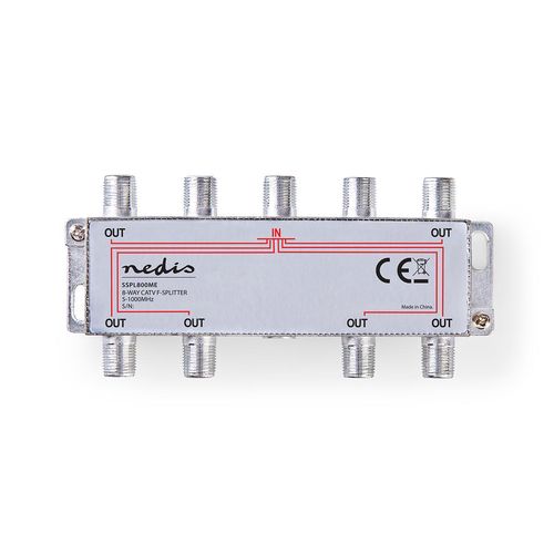 CATV Splitter | 5 - 1000 MHz | Insertion loss: 11.0 dB | Number of outputs: 8 | 75 Ohm | Zinc SSPL800ME 5412810298433