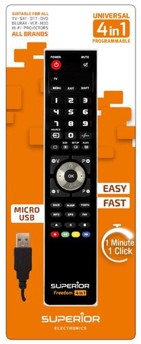 Universal Remote Control PC Programmable "Freedom Micro-USB" (4 Devices) SUPERIOR-FR-4in1 8054242080124