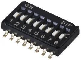 DIP SWITCH, 8 POS, SPST, FLUSH SLIDE MCDHA-08TQR