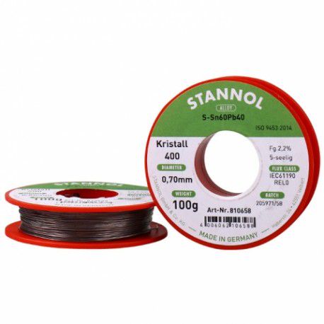 Solder wire Sn60/Pb40 0.70mm 100g with flux Stannol S/810658 4006062106588