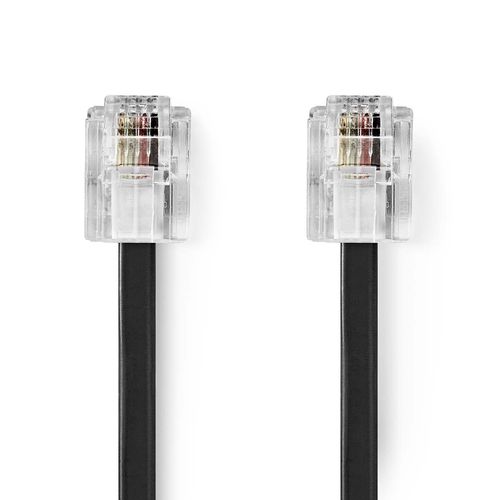 Telecom Cable | RJ11 Male | RJ11 Male | 2.00 m | Cable design: Flat | Gold Plated | Cable type: RJ11 | Black | Label TCGL90200BK20 5412810427727