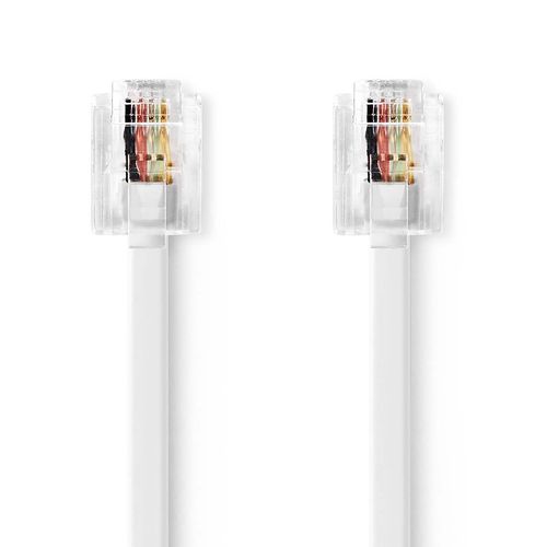 Telecom Cable | RJ11 Male | RJ11 Male | 10.0 m | Cable design: Flat | Gold Plated | Cable type: RJ11 | White | Label TCGL90200WT100 5412810427765