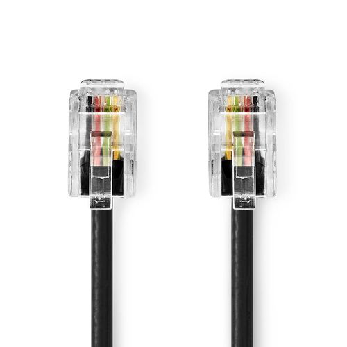 Telecom Cable | RJ10 Male | RJ10 Male | 5.00 m | Cable design: Coiled | Cable type: RJ10 | Black | Envelope TCGP90100BK50 5412810296880