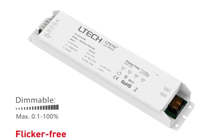 150W LED Driver 12V 12.5A, TRIAC, ELV, PUSH-DIM,PWM out, LTECH TD-150-12-E1M1