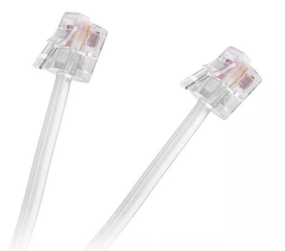 Modular Telephone Cable RJ11/RJ14-RJ11/RJ14 (6P4C) 10m, White TF-S10-PL/PL 5900804012757; 5901436719120