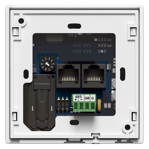 Klaasist esipaneel TFT-ekraaniga, puutenuppudega, temperatuuri, niiskuse ja CO2-anduriga. Kommunikatsioon Modbus RTU või BACnet MS/TP Valge TP-HC-DISP-W