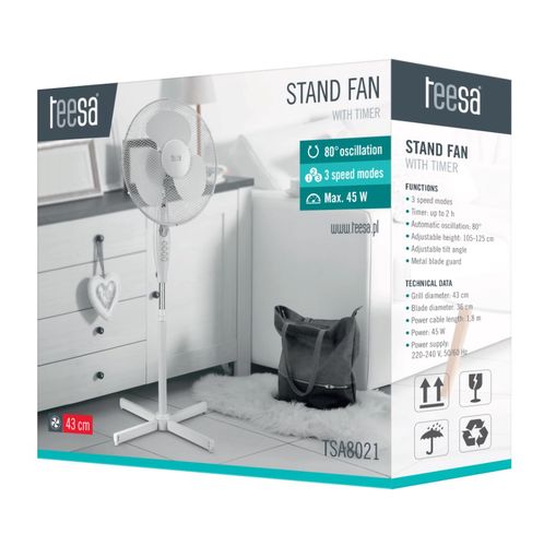 Taimeriga seisev ventilaator 45W Ø43cm, TEESA TSA8021 5901890030311