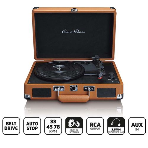 Suitcase turntable with 2 built-in speakers Brown TT-10BN 8711902038177