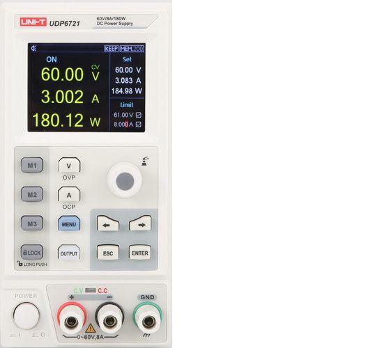 Laboratorinis maitinimo šaltinis, 180W, 0-60V, 0-8A, 10mV,1mA, RS-232, UNI-T UDP6721 6935750567210