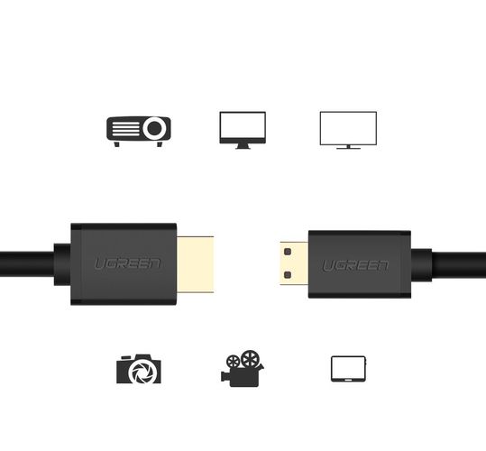 Cable HDMI-miniHDMI 1.5m (HDMI 2.0 4K@60Hz) black HD108 UGREEN UGREEN/11167 6957303891672