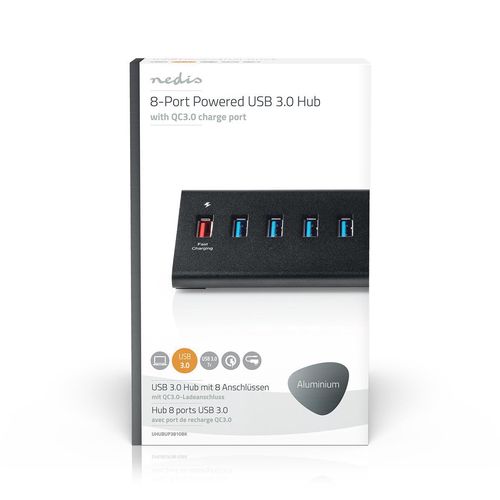 USB Hub | USB Micro-B Female | USB-A Female | 8 port(s) | QC3.0 / USB 3.2 Gen 1 | Mains Powered / USB Powered | 5 Gbps | 8x USB UHUBUP3810BK 5412810315147