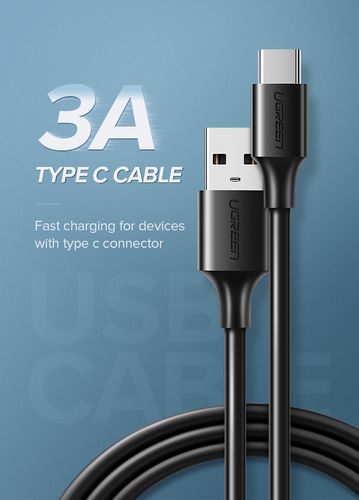 Kaabel USB A isane - USB-C isane 1m QC3.0/AFC/FCP 3A must US287 UGREEN UGREEN/60116 6957303861163