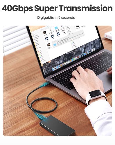 Кабель USB C male - USB C male 100W USB4, Thunderbolt™ 4 0.8m US501 UGREEN UGREEN/30389 6957303833894