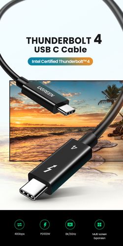 Кабель USB C male - USB C male 100W USB4, Thunderbolt™ 4 0.8m US501 UGREEN UGREEN/30389 6957303833894