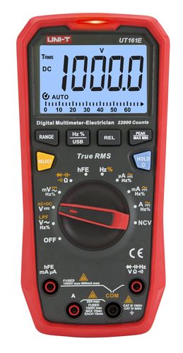 Digitaalne multimeeter, DC/AC pinge: 1000V; DC/AC vool: 20A; Takistus: 220M?; mahtuvus: 220mF; sagedus: 220MHz; , UNI-T UT161E 6935750516171