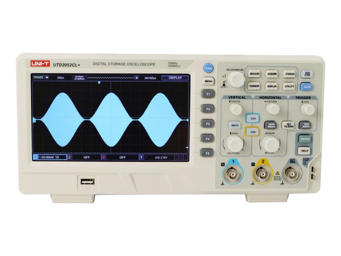 Oscilloscope 2 channels, 50MHz, 500MSa/s, 64kpts, 5000wfms/s, UNI-T UTD2052CLplus 6935750591284