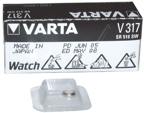 Patarei AgO V317 (SR62, SR516SW, 616, SB-AR) 1.55V 8mAh Varta V317 4008496245611; 4008496272785