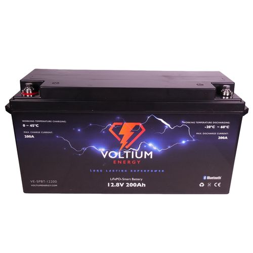 Lithium battery LiFePO4 12.8V 200Ah T11 BT APP VOLTIUM ENERGY VE-SPBT-12200