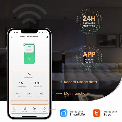 Nutikas relee DIN rööpale 230Vac, 16A, Wi-Fi TUYA, koos elektrimonitoriga WCB16-WM 6976037362890