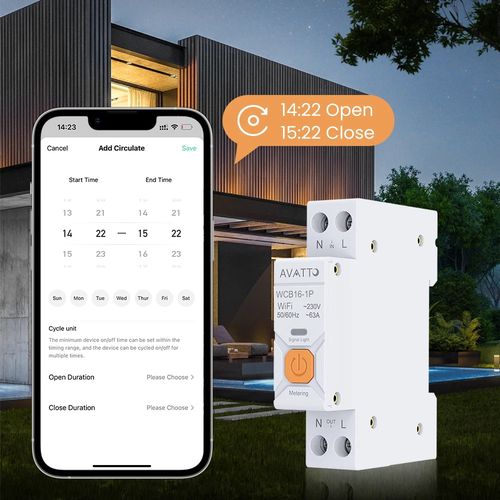 Nutikas relee DIN rööpale 230Vac, 16A, Wi-Fi TUYA, koos elektrimonitoriga WCB16-WM 6976037362890