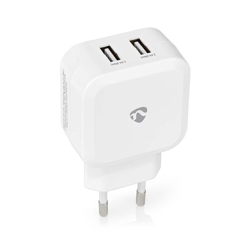 Wall Charger | 24 W | Quick charge feature | 2x 2.4 A | Number of outputs: 2 | 2x USB-A | No Cable Included | Single Voltage Output | White WCHAU484AWT 5412810267552