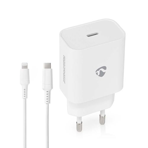 Wall Charger | 20 W | Quick charge feature | 1.67 / 2.22 / 3.0 A | Number of outputs: 1 | USB-C™ | Lightning 8-Pin (Loose) Cable | 1.00 m | Automatic Voltage Selection | White WCPDL20W112WT 5412810334667