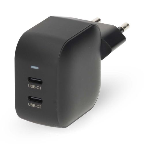 Wall Charger | 45 W | GaN | PD3.0 | Quick charge feature | 2.25 / 3.0 A | Number of outputs: 2 | 2x USB-C™ | Automatic Voltage Selection | Black WGCHA45WBK 5412810470204