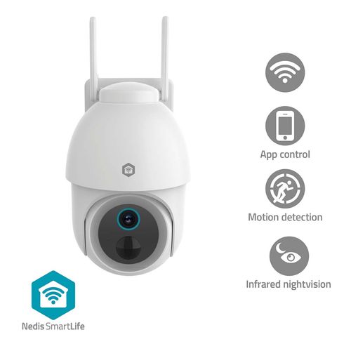 SmartLife Outdoor Camera | Spotlight | 3MP Full HD 1296p | Pan tilt | IP65 | Max. battery life: 3 Months | Cloud Storage (optional) / microSD (not included) | 5 V DC | With motion sensor | Night vision | White WIFICBO51WT 5412810468768