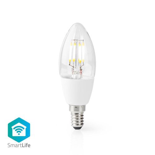 SmartLife LED Filament Bulb | Wi-Fi | E14 | 400 lm | 5 W | Warm White | 2700 K | Glass | Android™ / IOS | Candle | 1 pcs WIFILF10WTC37 5412810320455