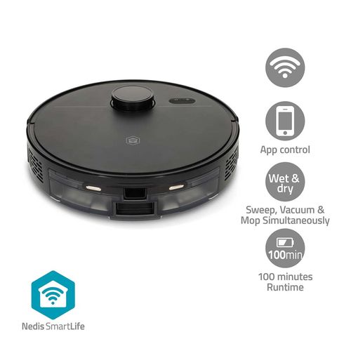 SmartLife Robot Vacuum Cleaner | Laser Navigation | Wi-Fi | Capacity collection reservoir: 0.59 l | Automatic charging | Maximum operating time: 1.75 hrs | Black | Android™ / IOS WIFIVCL10CBK 5412810469116