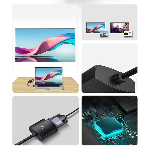 Конвертер HDMI - VGA (только видео, без аудио), черный BASEUS WKQX010001 6932172606145