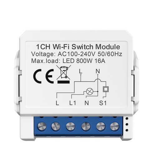 Умный Wi-Fi модуль выключателя 1 gang, 230Vac, 3A, TUYA / Smart Life WSM16 6976037360124