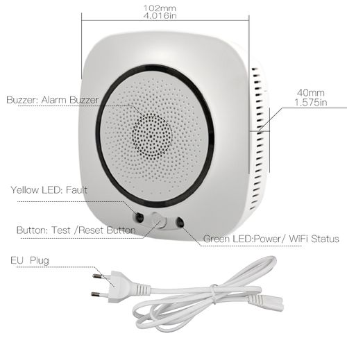 Nutikas tuleohtliku gaasi detektor koos sireeniga, 230Vac, Wi-Fi, TUYA / Smart Life WSS-S-GL-EU-EN 6974246475240