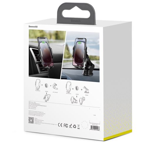 Car Mount for 4.7-6.5" Smartphones with Wireless Qi Charging 15W, IR Sensor WXHW03-01 6953156212466