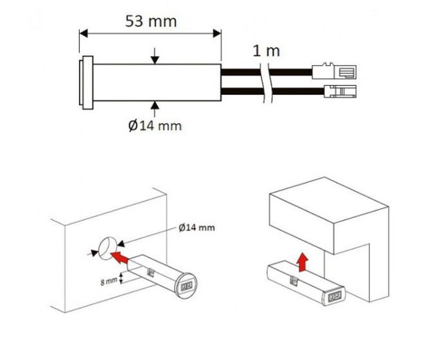 LED controller 12-24Vdc, 2A, with IR sensor, for furtiture, Ø14mm, two functions WYL-IR-S01-24W-B 5900652142774