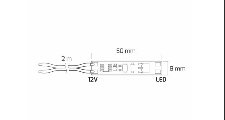 Переключатель LED ленты для LED профилей, 12-24В, 5А, ВКЛ-ВЫКЛ, с проводом 2м WYL-XC60-NI-02W 5900652145133