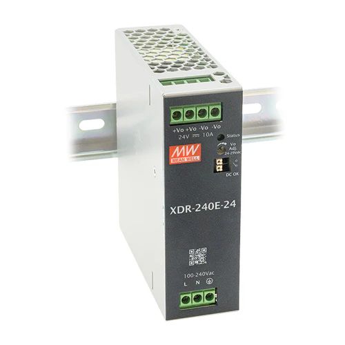 240W single output DIN rail power supply 24V 10A, MEAN WELL XDR-240E-24