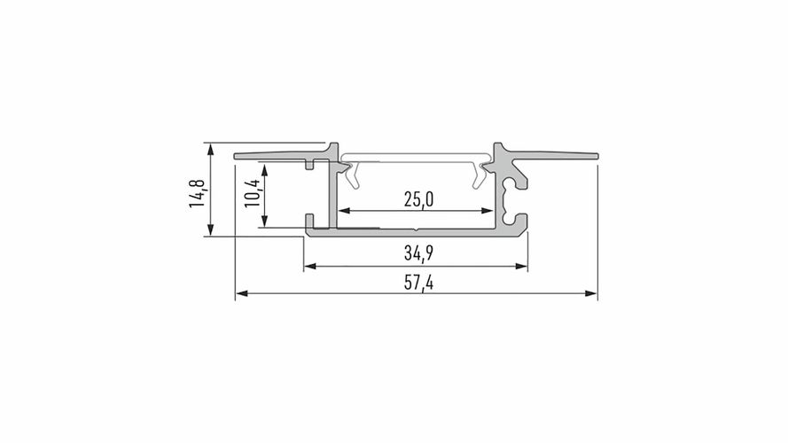 LED profiil, alumiinium valge, süvistatav, ZATI, 3m, LUMINES PROF-ZATI-3Mw