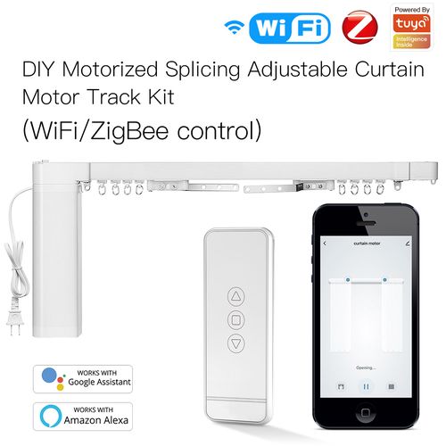 Smart curtain track set with electric motor, up to 6.2m with remote, ZigBee TUYA ZC-PJ620-EU-EN