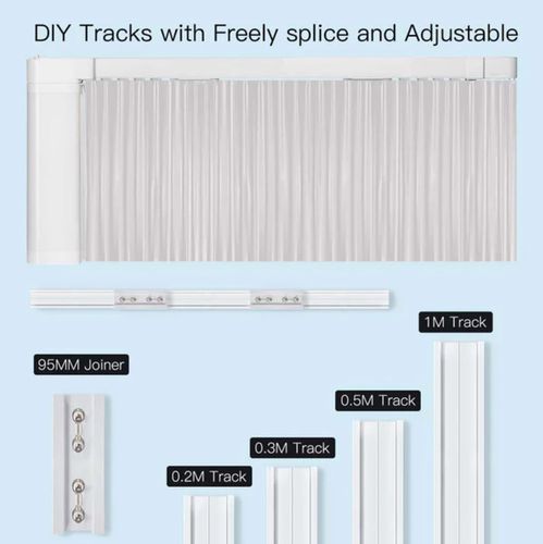 Smart curtain track set with electric motor, up to 6.2m with remote, ZigBee TUYA ZC-PJ620-EU-EN