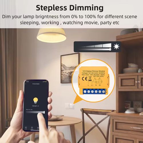 Nutikas ZigBee dimmer, TRIAC 230Vac, 2 kanalit, 150W, TUYA, MQTT ZDMS16-Y2