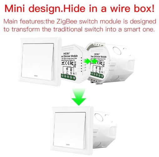 Valguse dimmer, ZigBee, 1-gang, up to 150W, TUYA / Smart Life ZM-105-MS