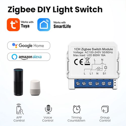 Smart ZigBee switch module 1 gang, 230Vac, 3A, TUYA / Smart Life ZWSM16 6976037360162