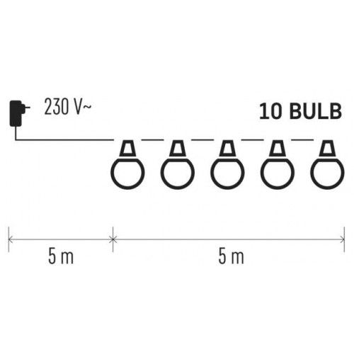 LED garland 10pcs bulbs, multi color, transperent, 2.25W, IP44, EMOS DCPM01 8592920094013