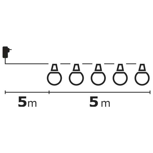 LED garland 10 x warm white bulbs, 2.25W, IP44, EMOS ZY1939 8592920041413