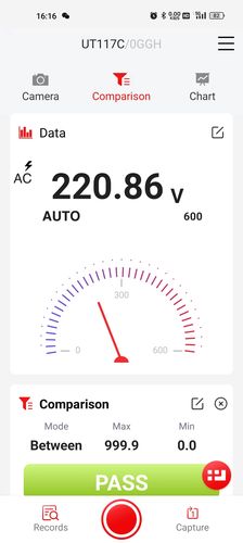 Suure täpsusega digitaalne multimeeter AC/DC 600V; AC/DC 10A; 50kHz; 40MΩ; 1000uF; Loz, LPF; diood; NCV; 60000, True RMS; BT UT117C 6935750511718